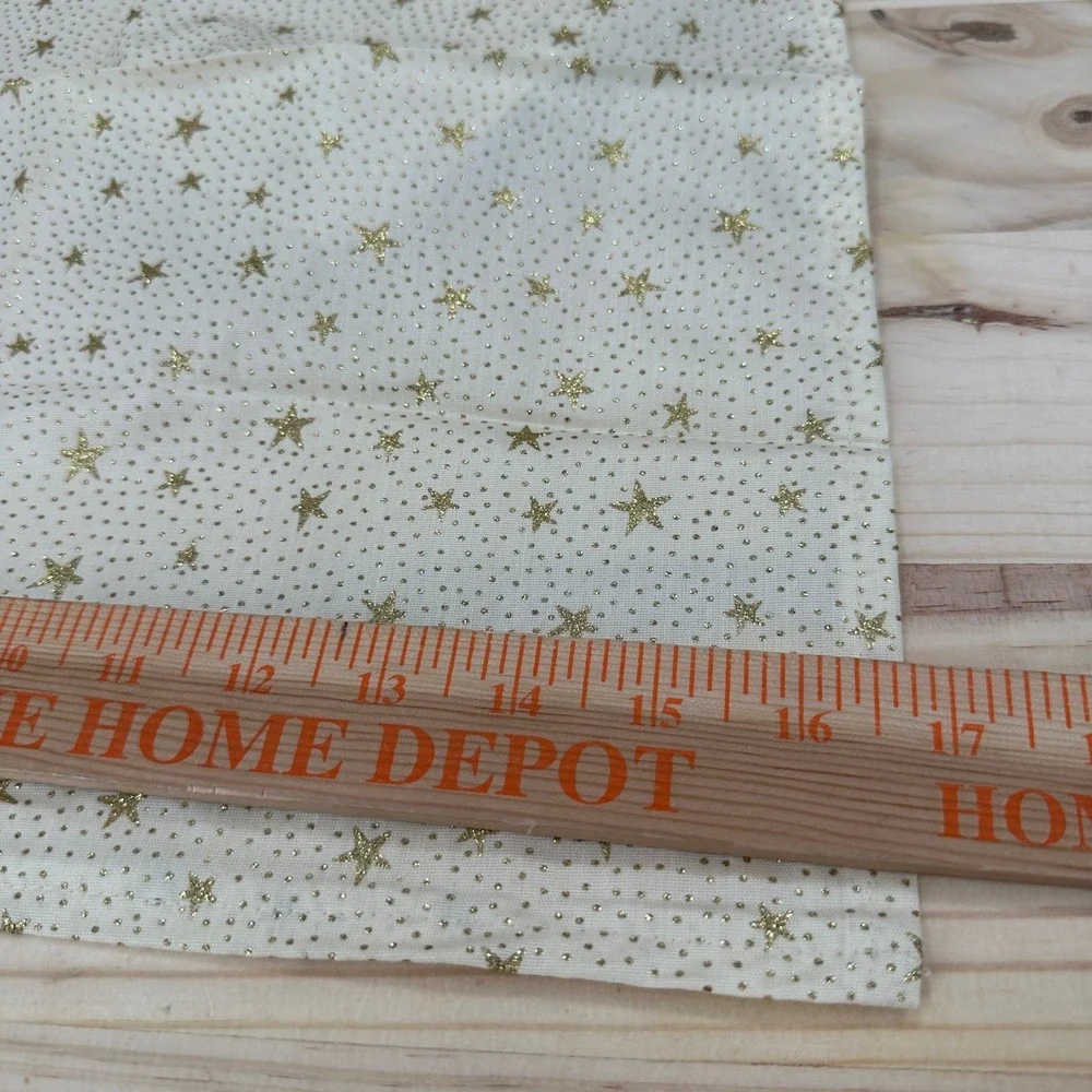 VTG Cloth Napkins Set of 4 Cream Gold Glitter Star Celestial Holiday